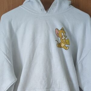 White Adult Hoodie with Cartoon Character